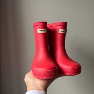 Hunter Kids Red Rubber Rain Boots